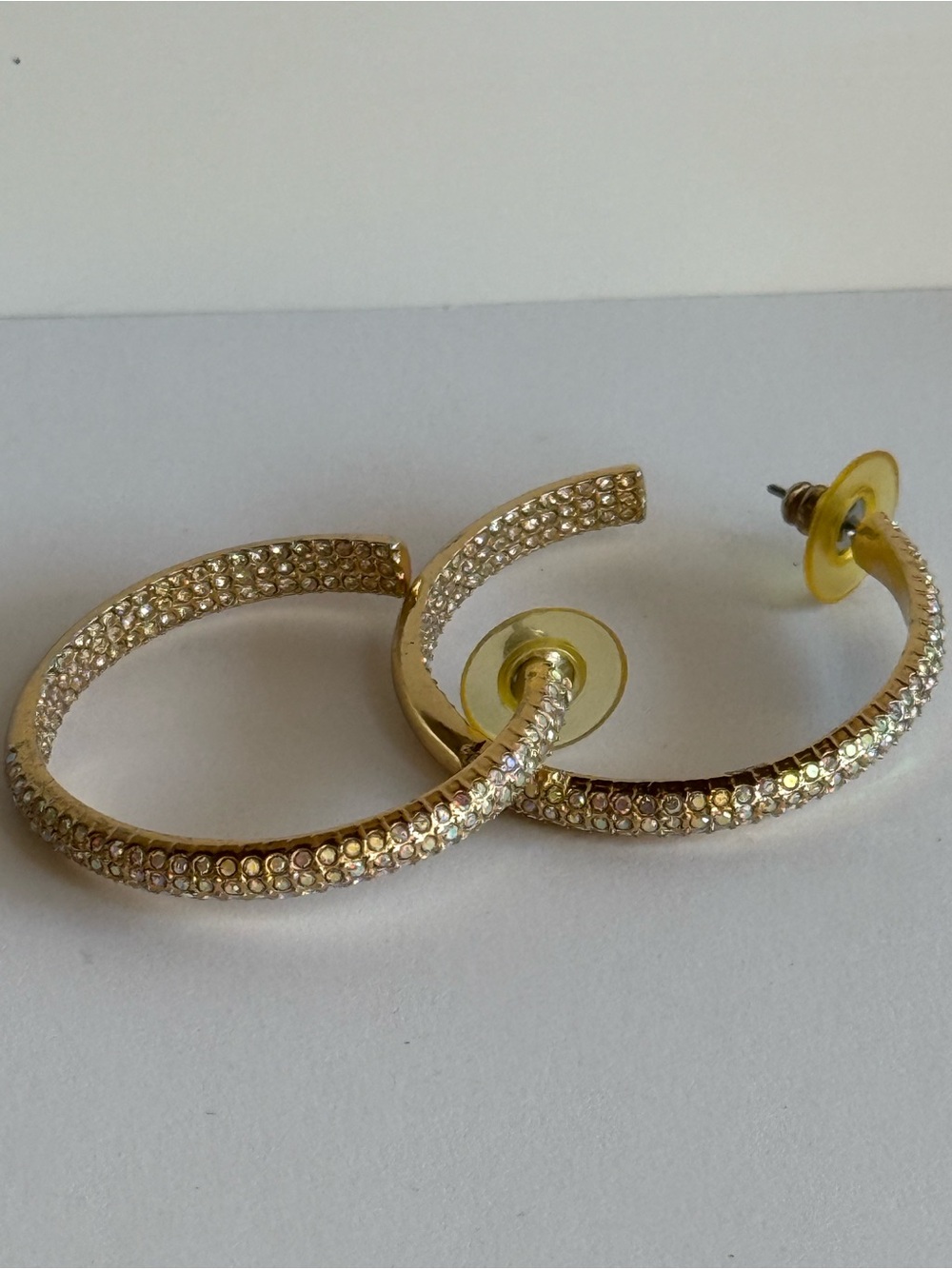 BaubleBar Gold Rhinestone Hoop Earrings